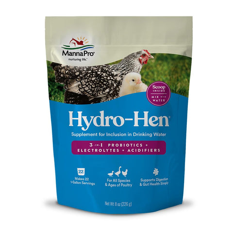 Manna Pro Hydro-Hen electrolyte probiotic scoop for poultry hydration and gut support