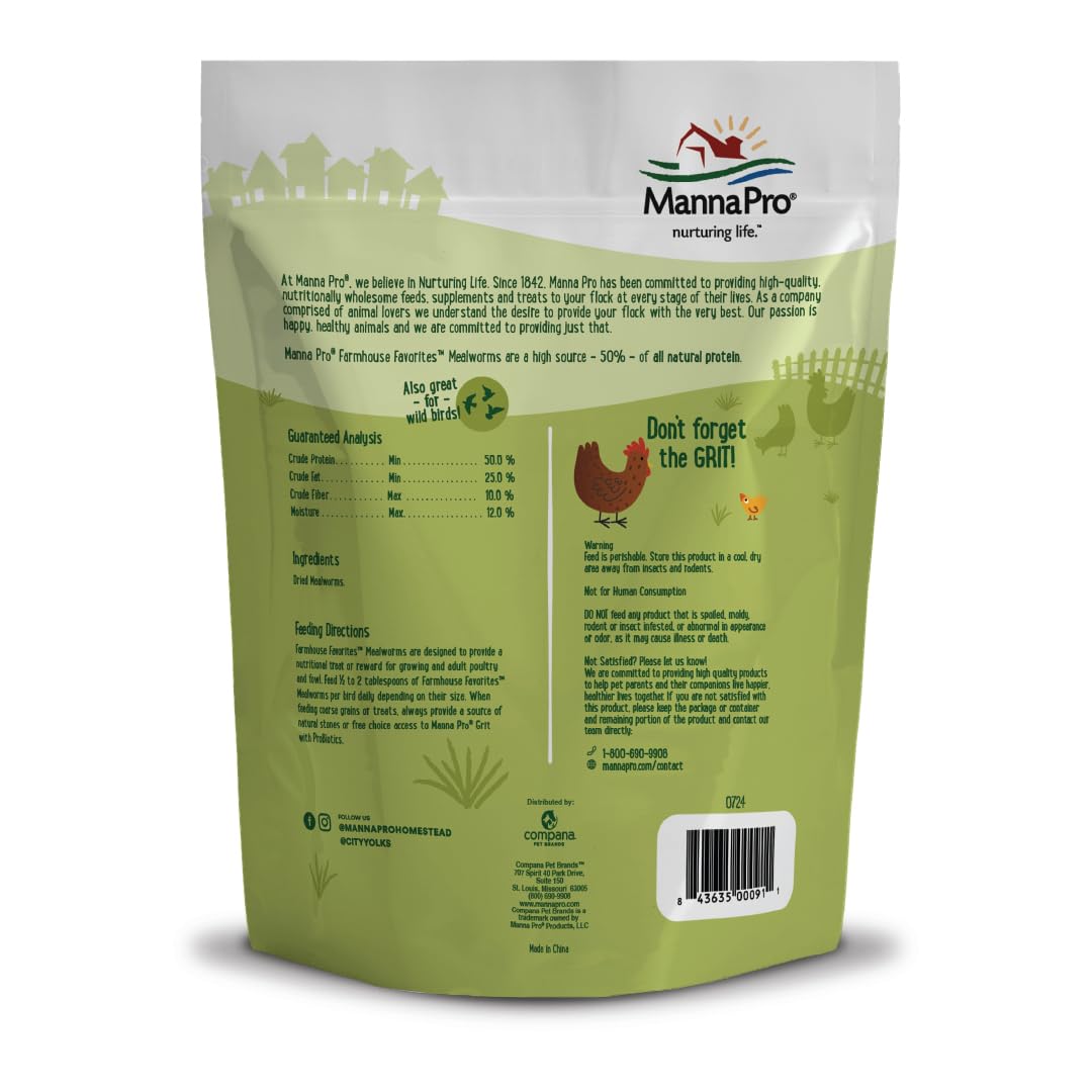 Manna Pro Mealworms served as a high-protein poultry snack