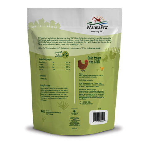 Manna Pro Mealworms served as a high-protein poultry snack