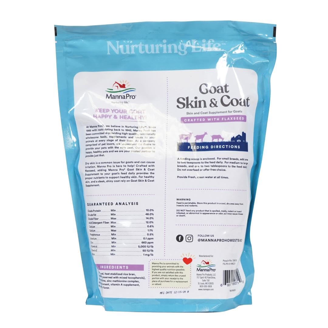 Manna Pro Goat Skin & Coat Supplement dosing spoon enables easy daily use.