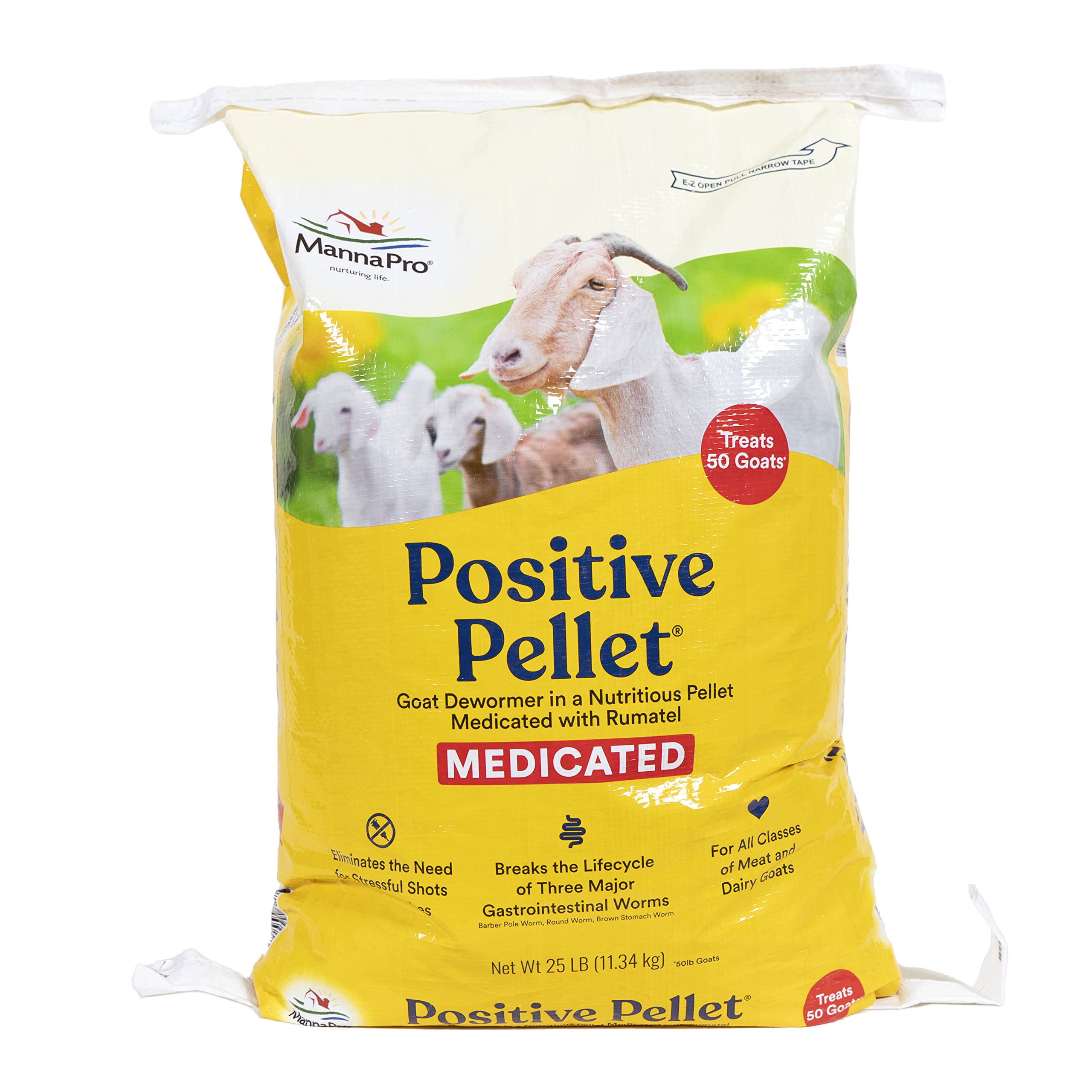 Manna Pro Positive Pellet Goat Dewormer bag front view for convenient deworming