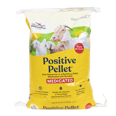 Manna Pro Positive Pellet Goat Dewormer bag front view for convenient deworming