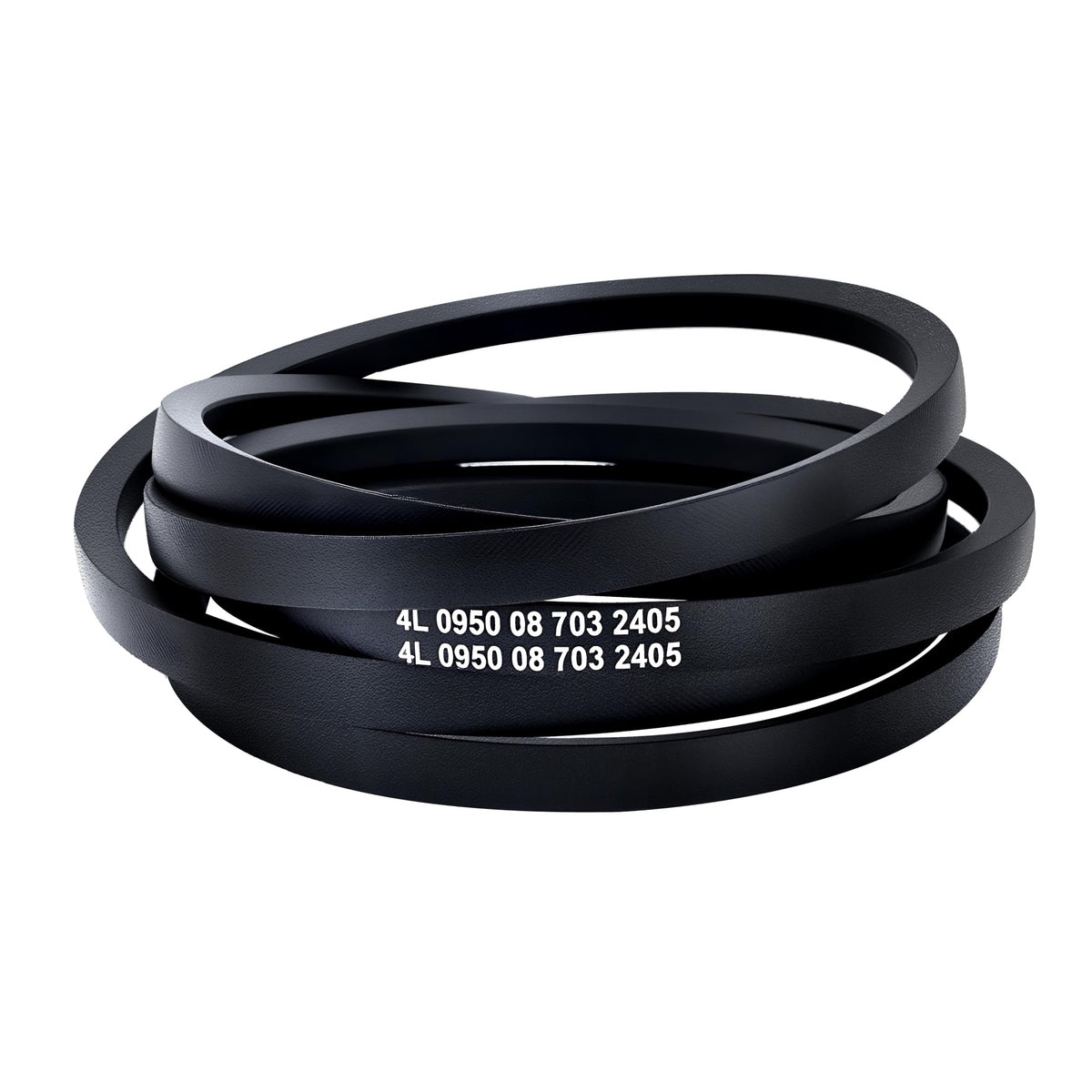 Mannial 144959 deck belt closeup, showcasing robust construction for 42-inch mowers
