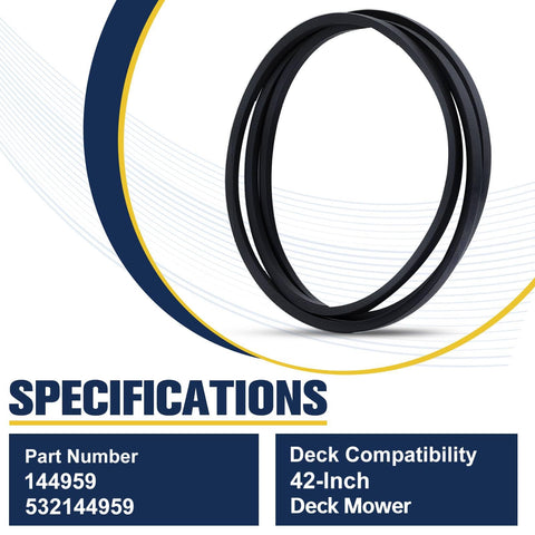 Mannial 144959 belt laid out with 1/2 inch by 95 inch dimensions