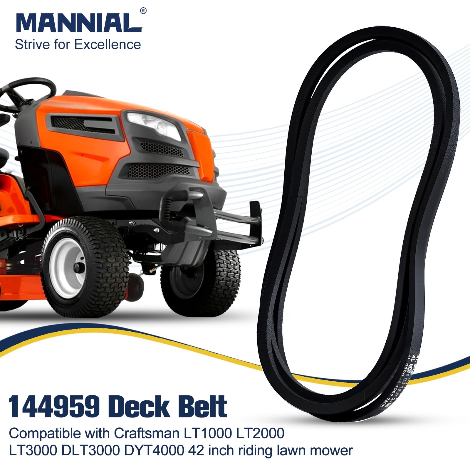 Mannial 144959 deck belt installed on a 42-inch Craftsman mower