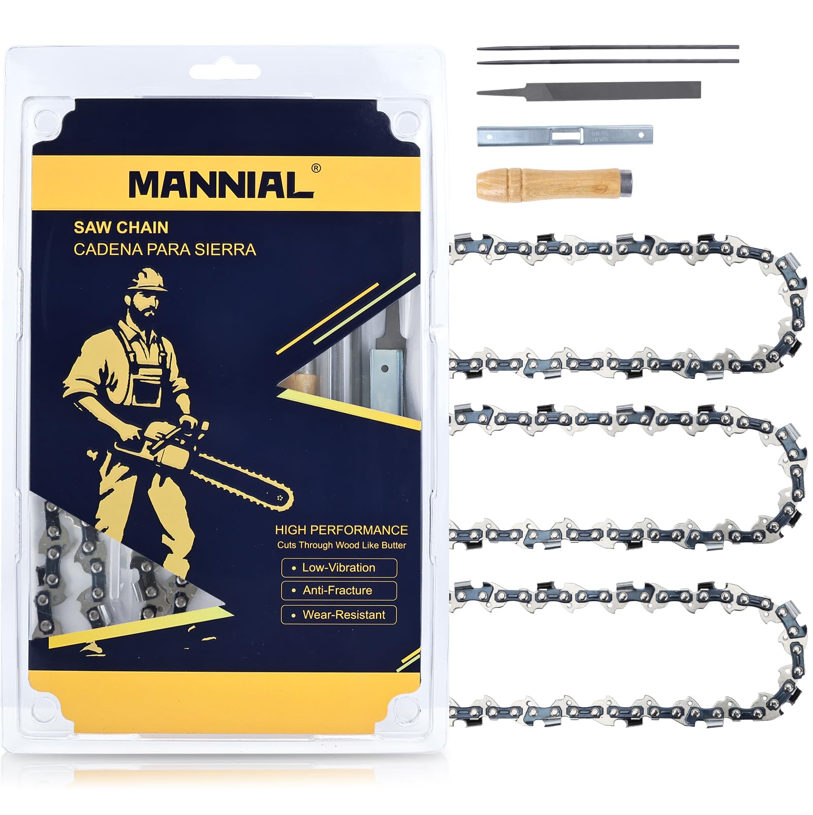 MANNIAL 12-inch chain pack ready for quick replacement on the Dewalt DCCS620.