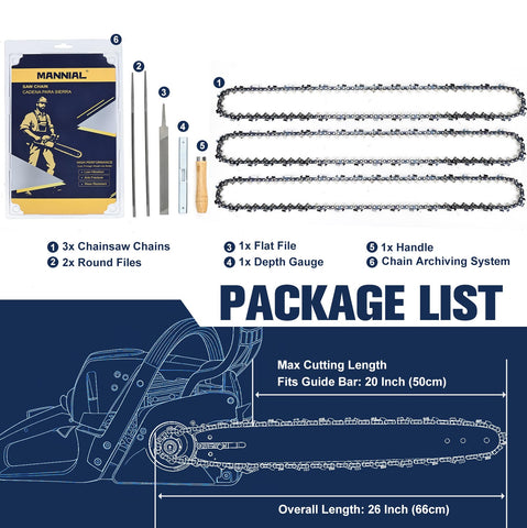 Mannial chain features full-chisel geometry for fast cuts in softwood and hardwood.