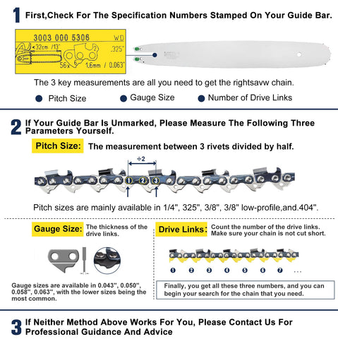 Mannial packaging shows value bundle with three chains and sharpening tools.