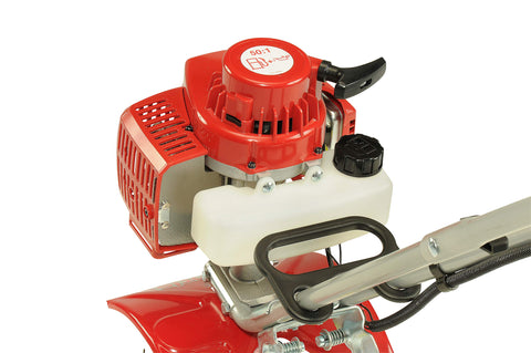 Mantis 7924 comfort grip closeup emphasizes ergonomic controls for comfortable operation.