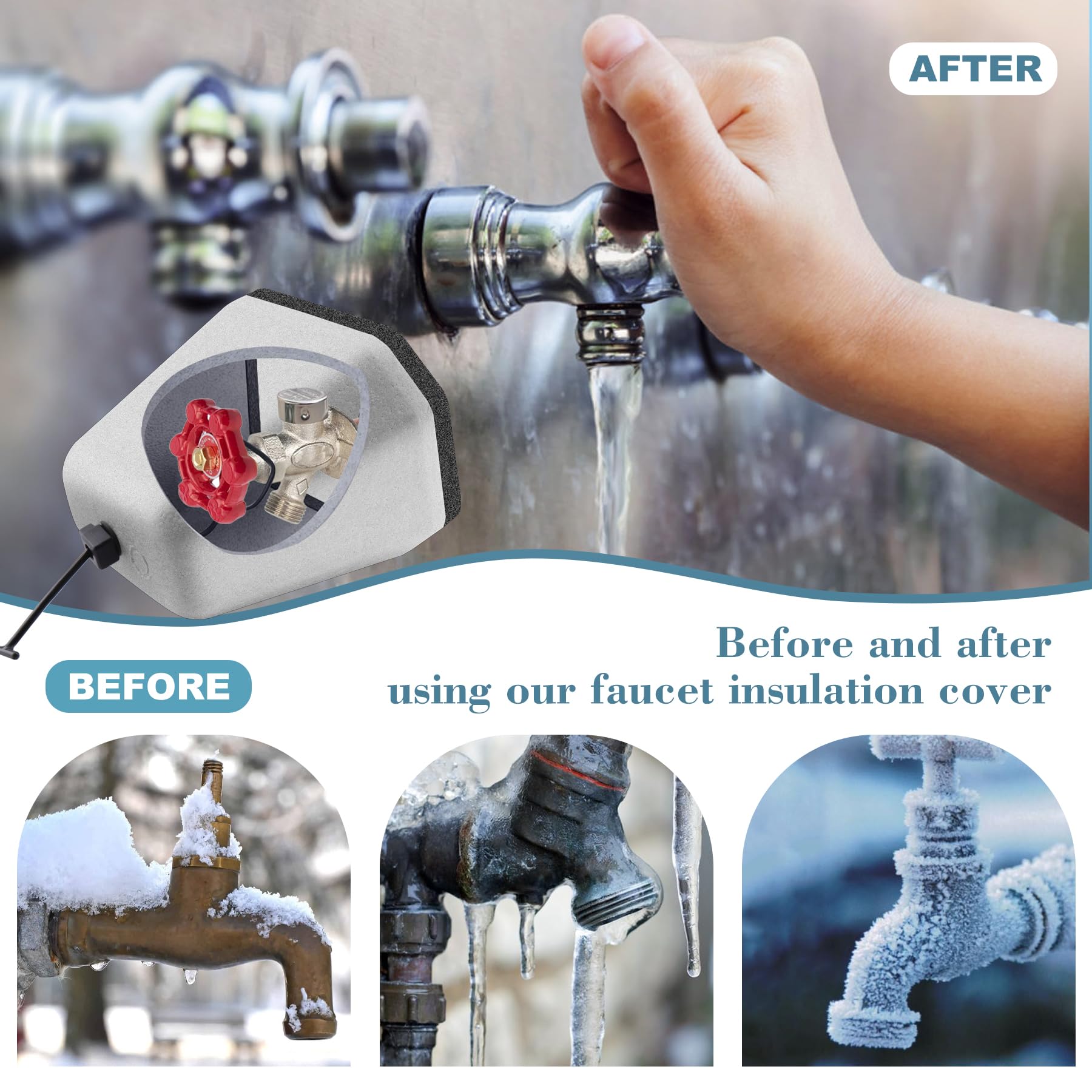 MANUMARINE easy-installation outdoor faucet cover demonstrated on a home exterior.