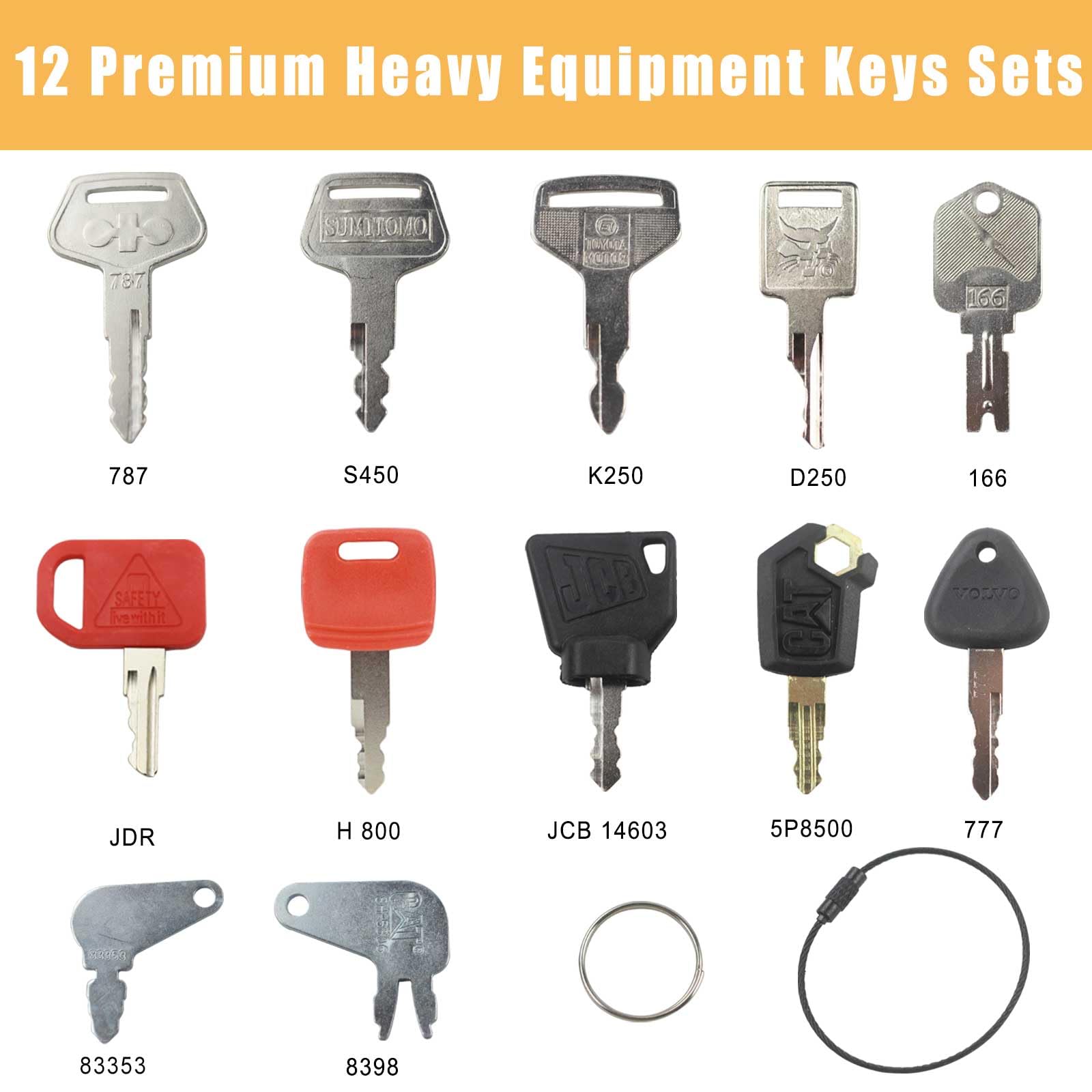 MANUTEX 12-key set John Deere keys, ready for quick ignition access.