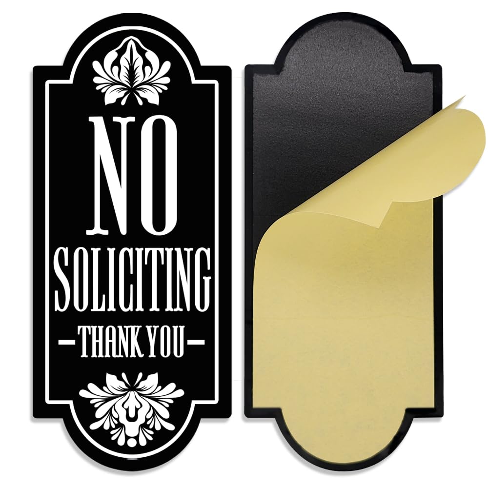 Maoerzai no-soliciting sign on front door with bold white letters.