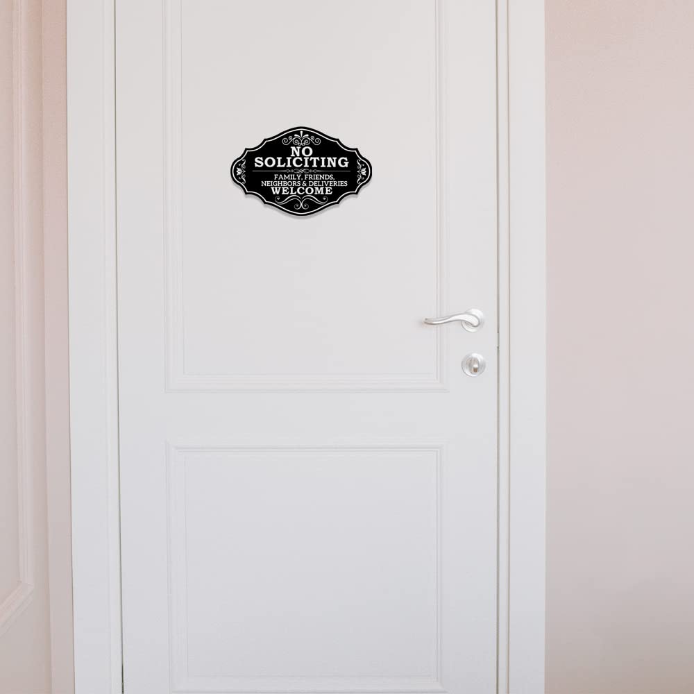 Maoerzai No Soliciting Sign wall decor features a modern black and white look.