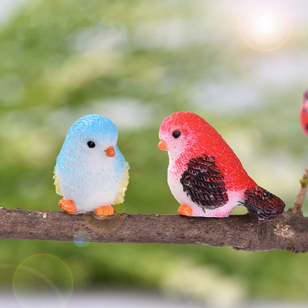 MAOMIA resin bird figurines for fairy gardens add color and whimsy.