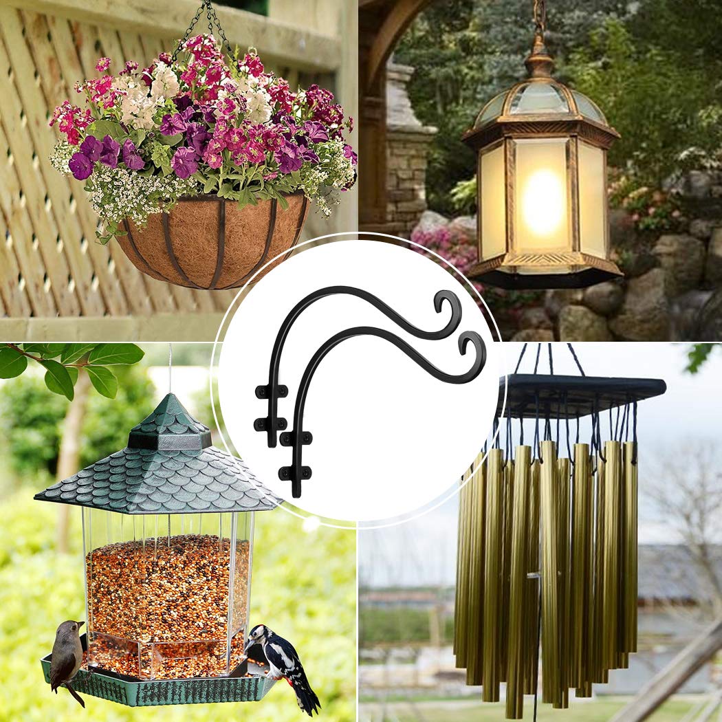Maosen 16-inch outdoor plant hanger bracket holds lanterns for ambient evenings.