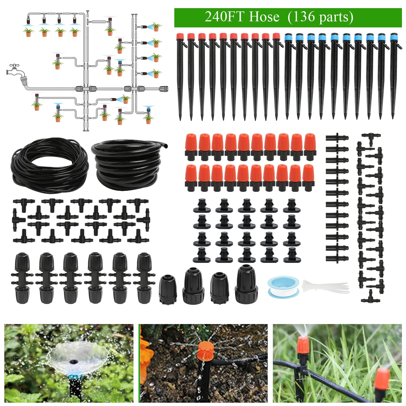 Maotong 240ft drip kit main tubing for high-pressure watering efficiency.