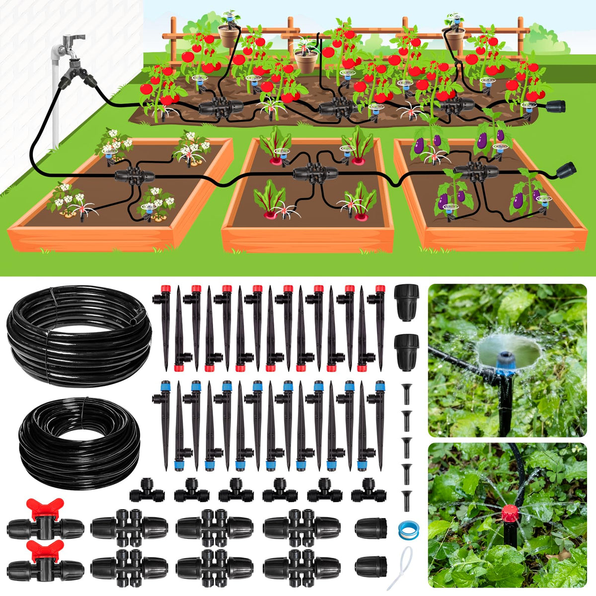 Maotong drip irrigation kit assembly for easy garden setup and watering