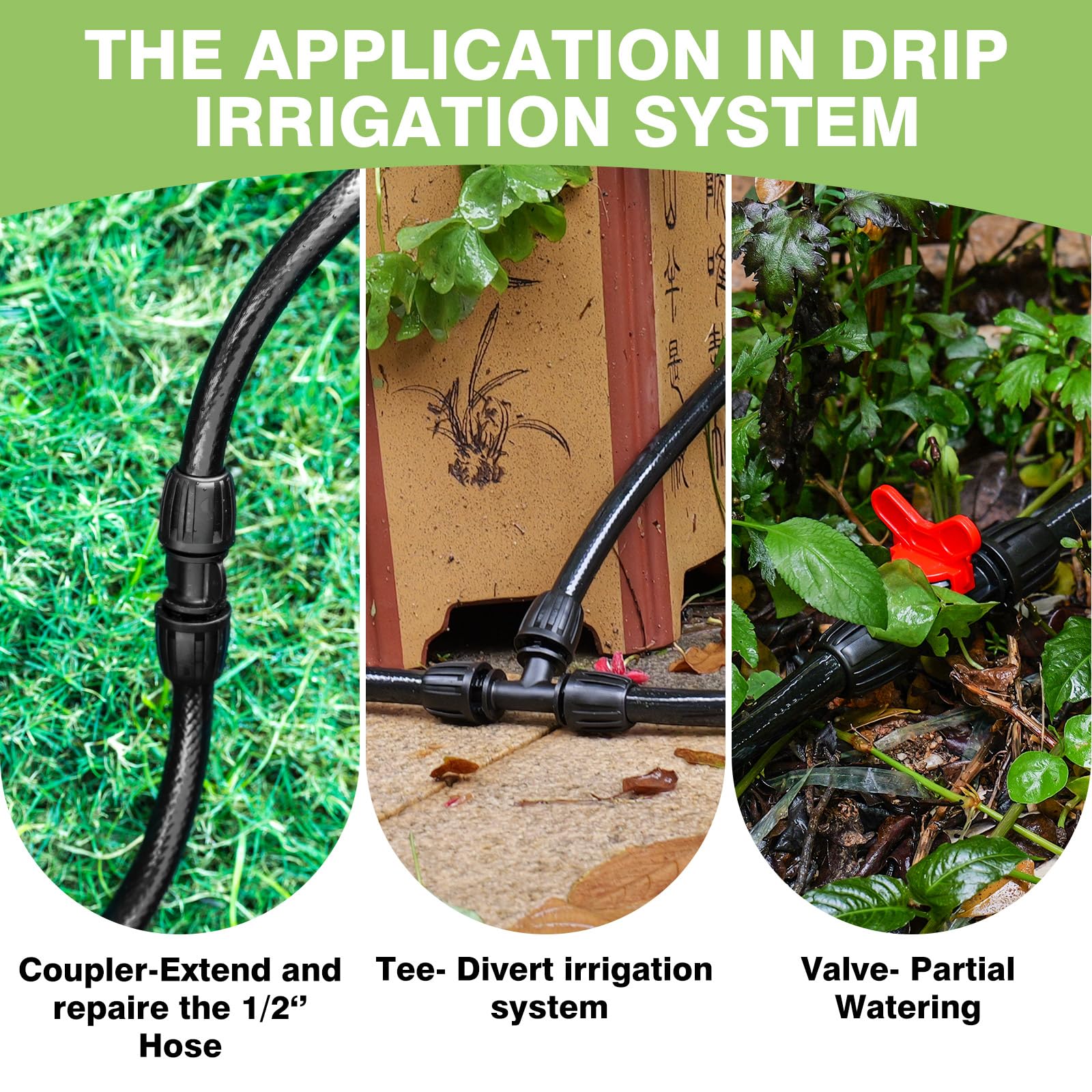 Maotong half-inch 3-way connector supports T-shaped layouts for flexible irrigation