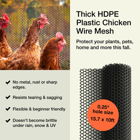 MaPorch durable plastic mesh for garden and coop areas.
