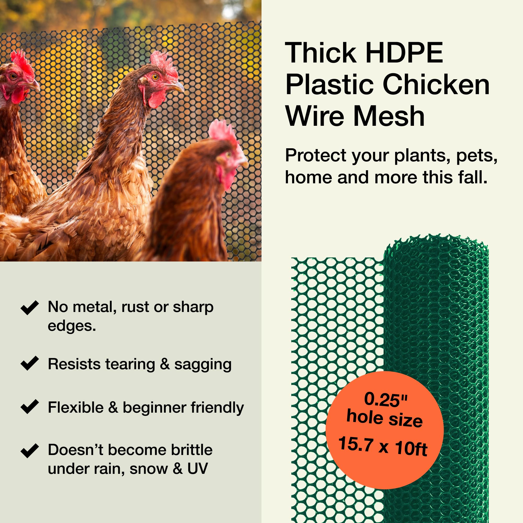 MAPORCH easy-setup plastic mesh fence enabling quick DIY installation.
