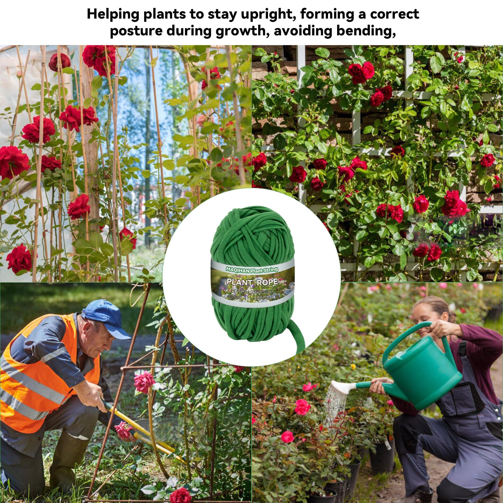 MAQIHAN 115ft roll garden string keeps multiple plants secured efficiently.