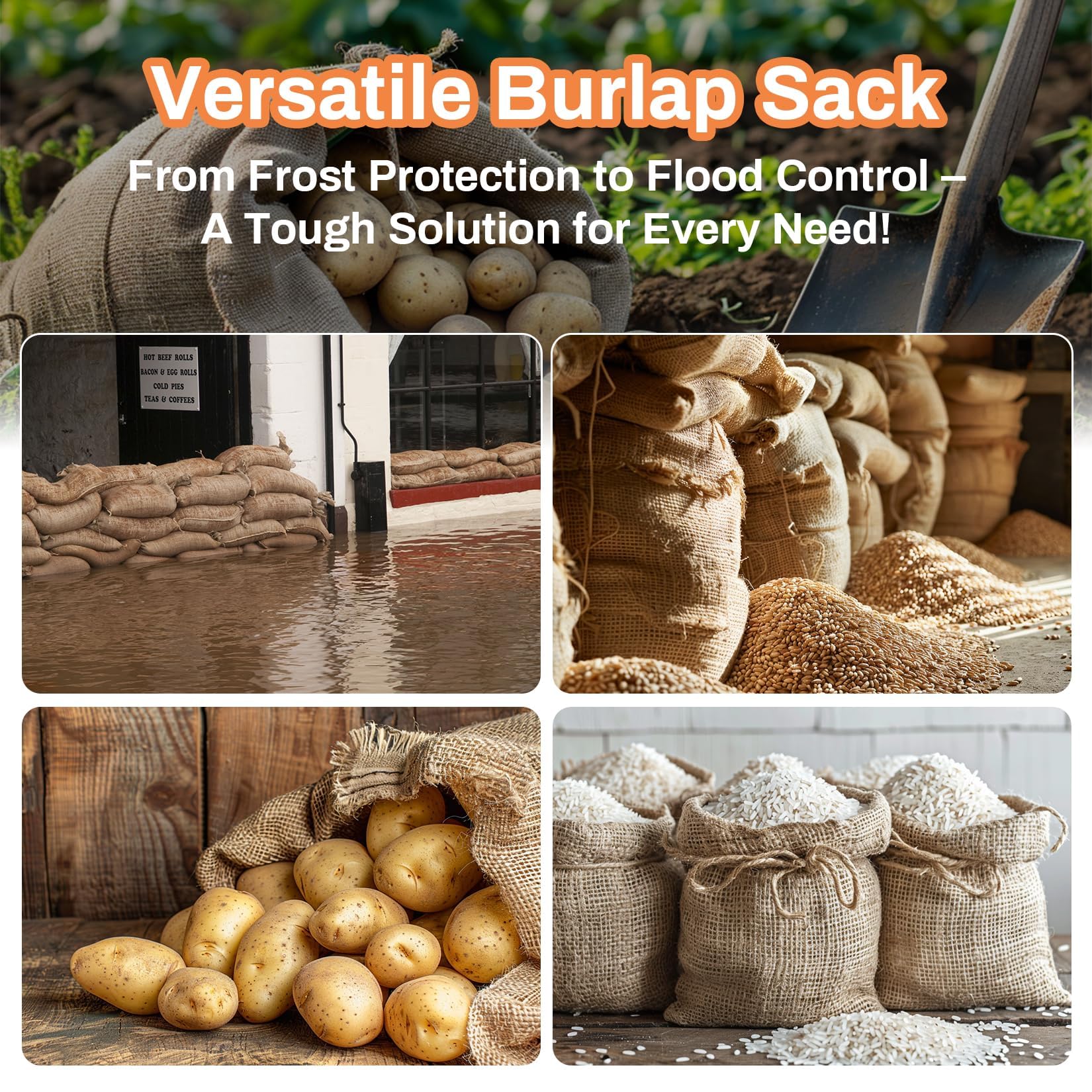 MAQIHAN foldable burlap sacks, compact storage when not in use.
