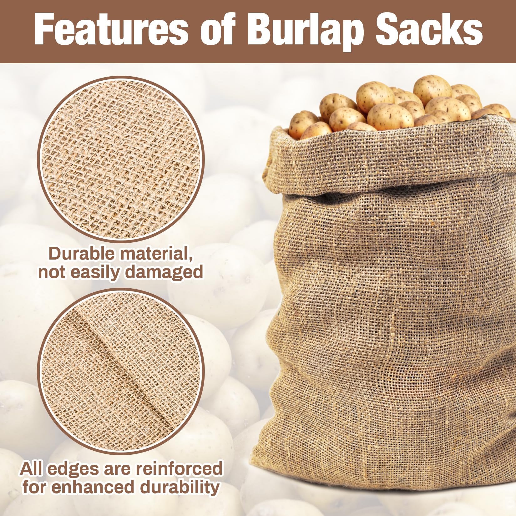 MAQIHAN large burlap sacks with rope handles for easy transport