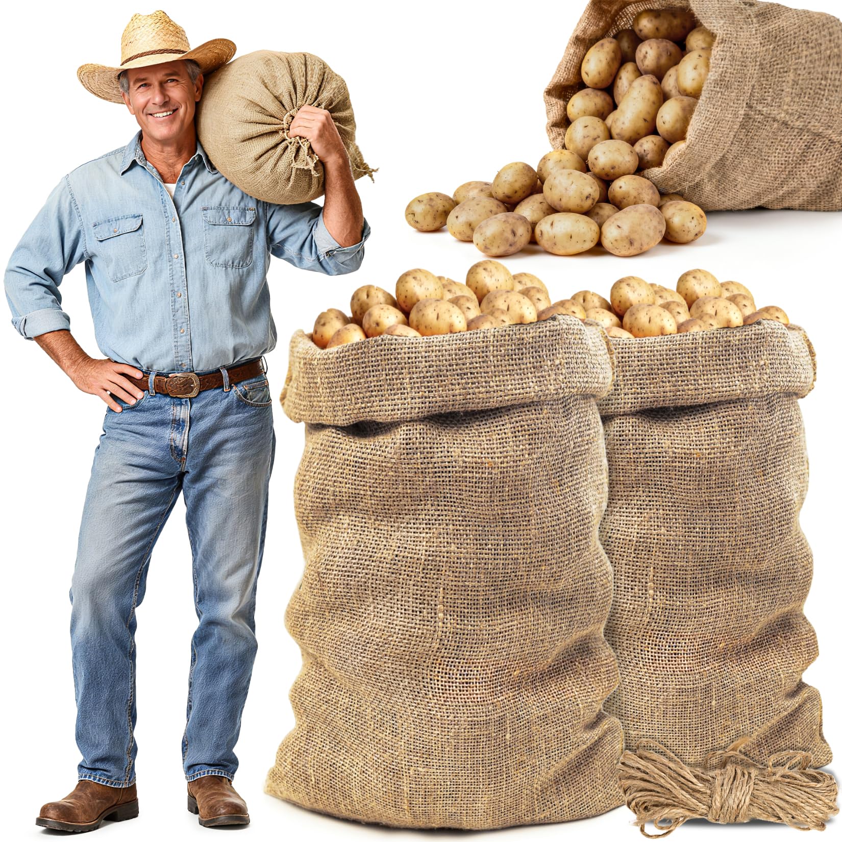 MAQIHAN burlap sack for potato storage with breathable jute fibers