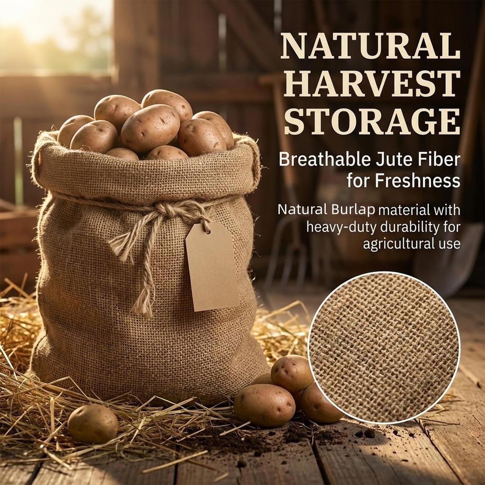 MAQIHAN sturdy rope secures burlap sack for heavy items