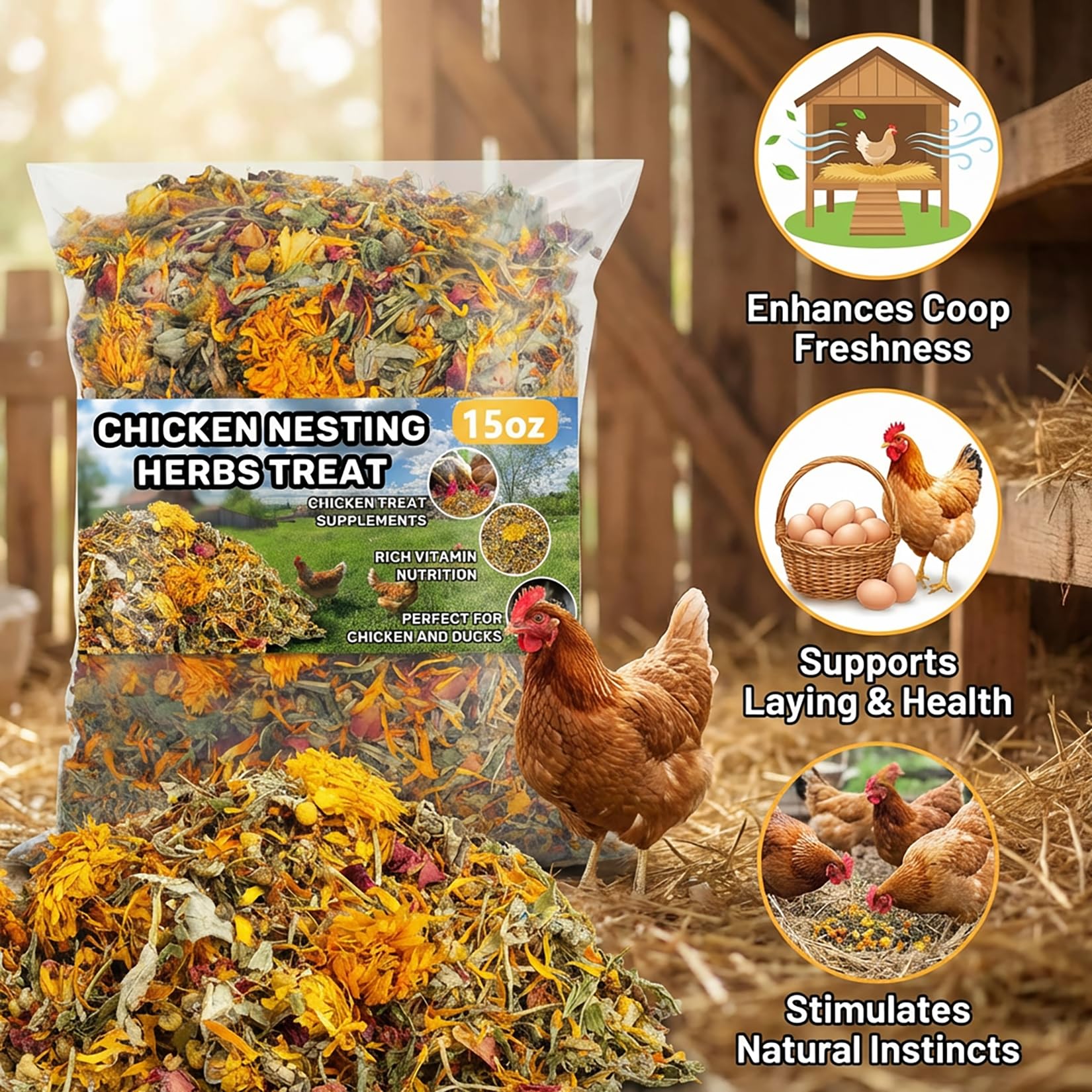 MAQIHAN crushed oyster shells in herb mix provide calcium support for hens