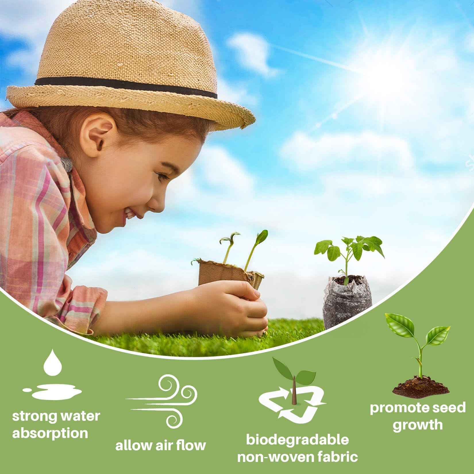 Maqihan degradable mesh top protects seedlings during transport