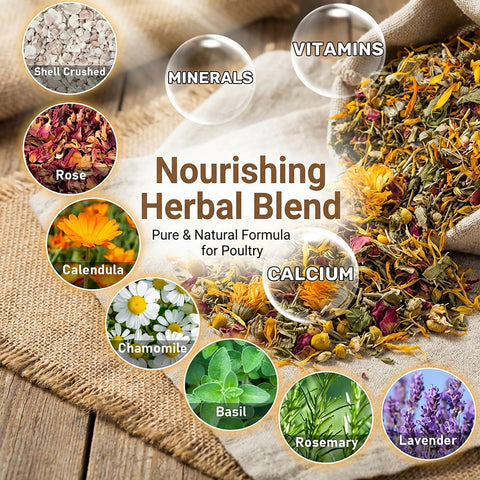 MAQIHAN dried herbs nest blend for chickens, hens eat anywhere in coop