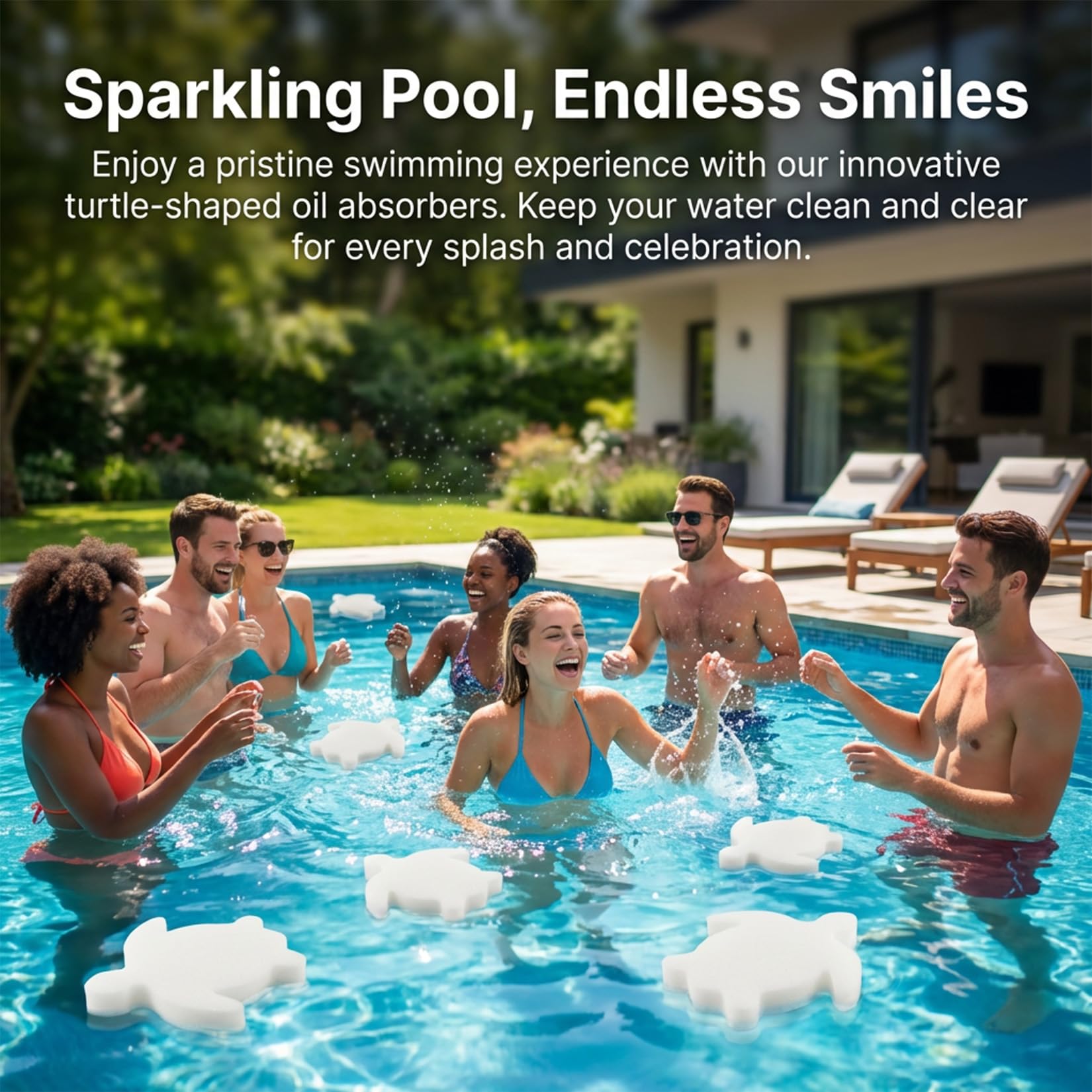 MAQIHAN pool sponge absorber on edge of pool for simple placement.