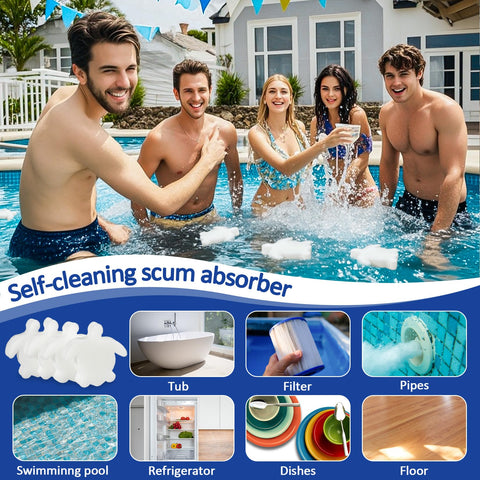 MAQIHAN pool sponge absorber in water demonstrates oil uptake for cleaner pools.
