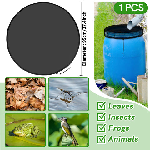 MAQIHAN drawstring rain barrel cover secures tightly for windy outdoor conditions.