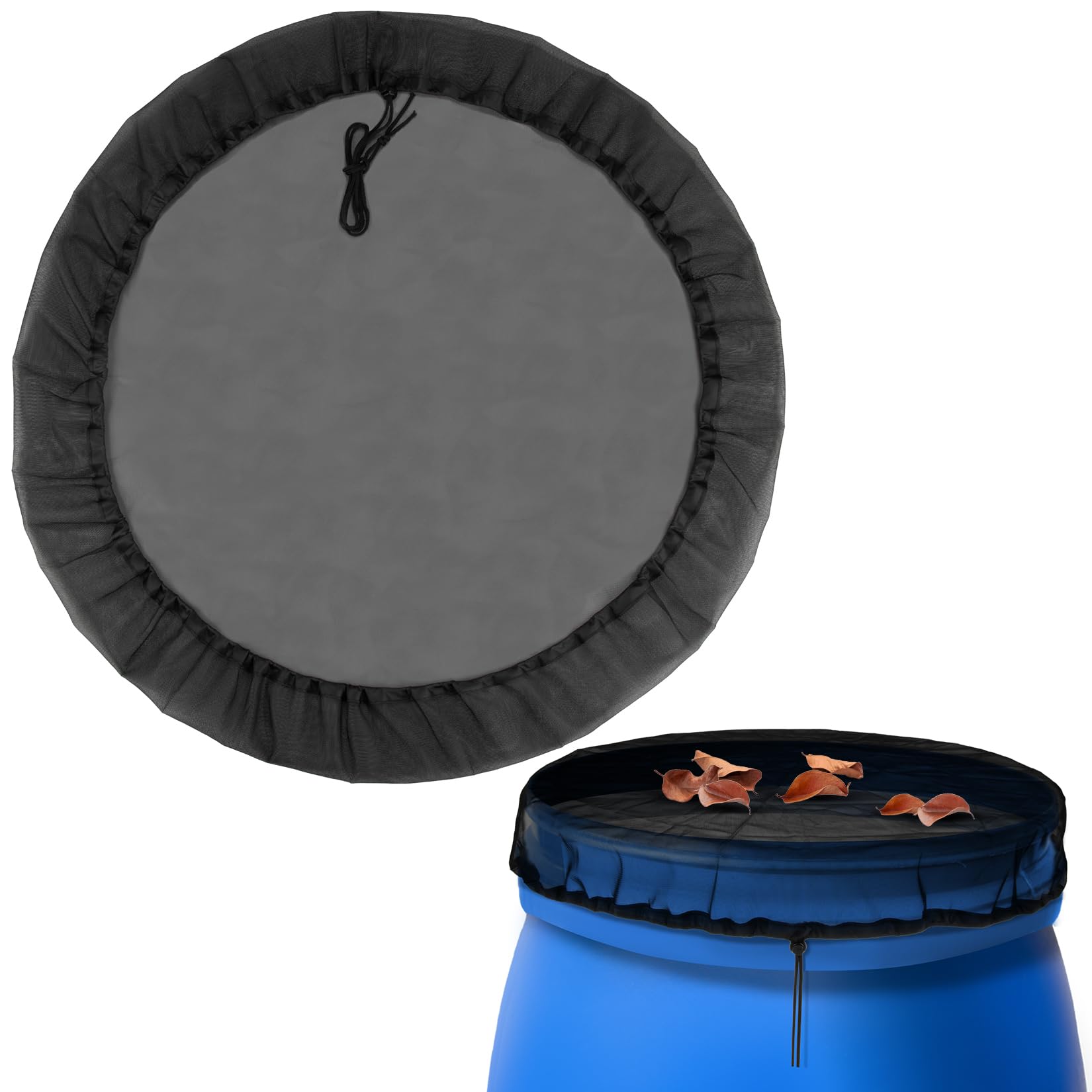 MAQIHAN rain barrel mesh cover 37-4in diameter shields water from leaves and debris.