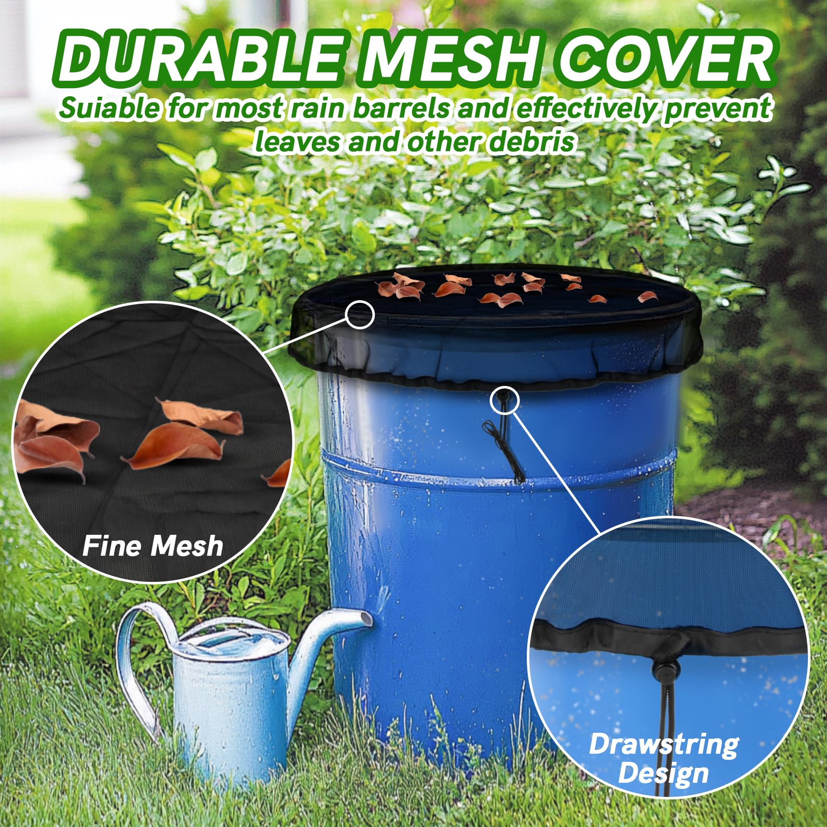 MAQIHAN rain barrel screen leaf debris filter prevents small objects from entering water.