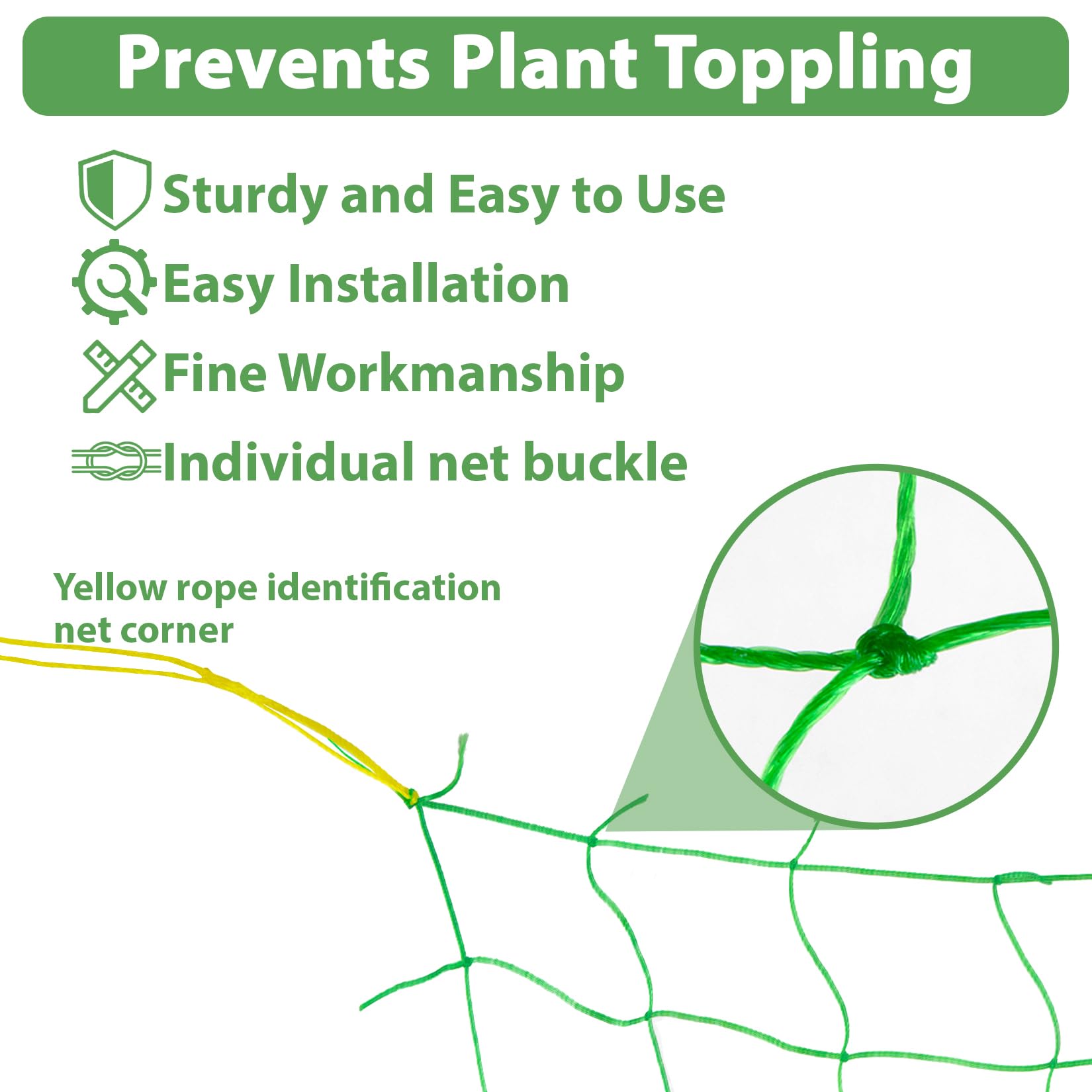 MAQIHAN trellis netting supports tomato and cucumber growth with strong, durable nylon construction.