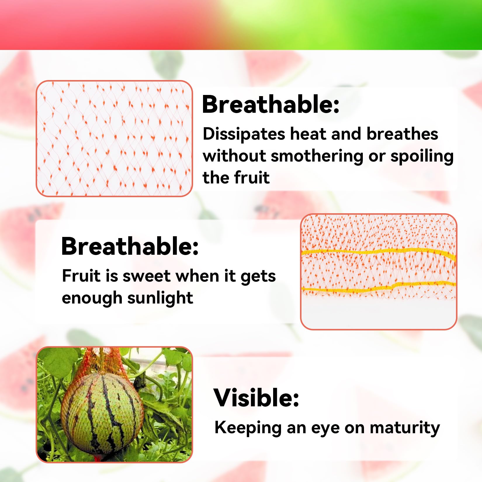 MAQIHAN Watermelon Nets drawstring design enables secure packing and easy reseal