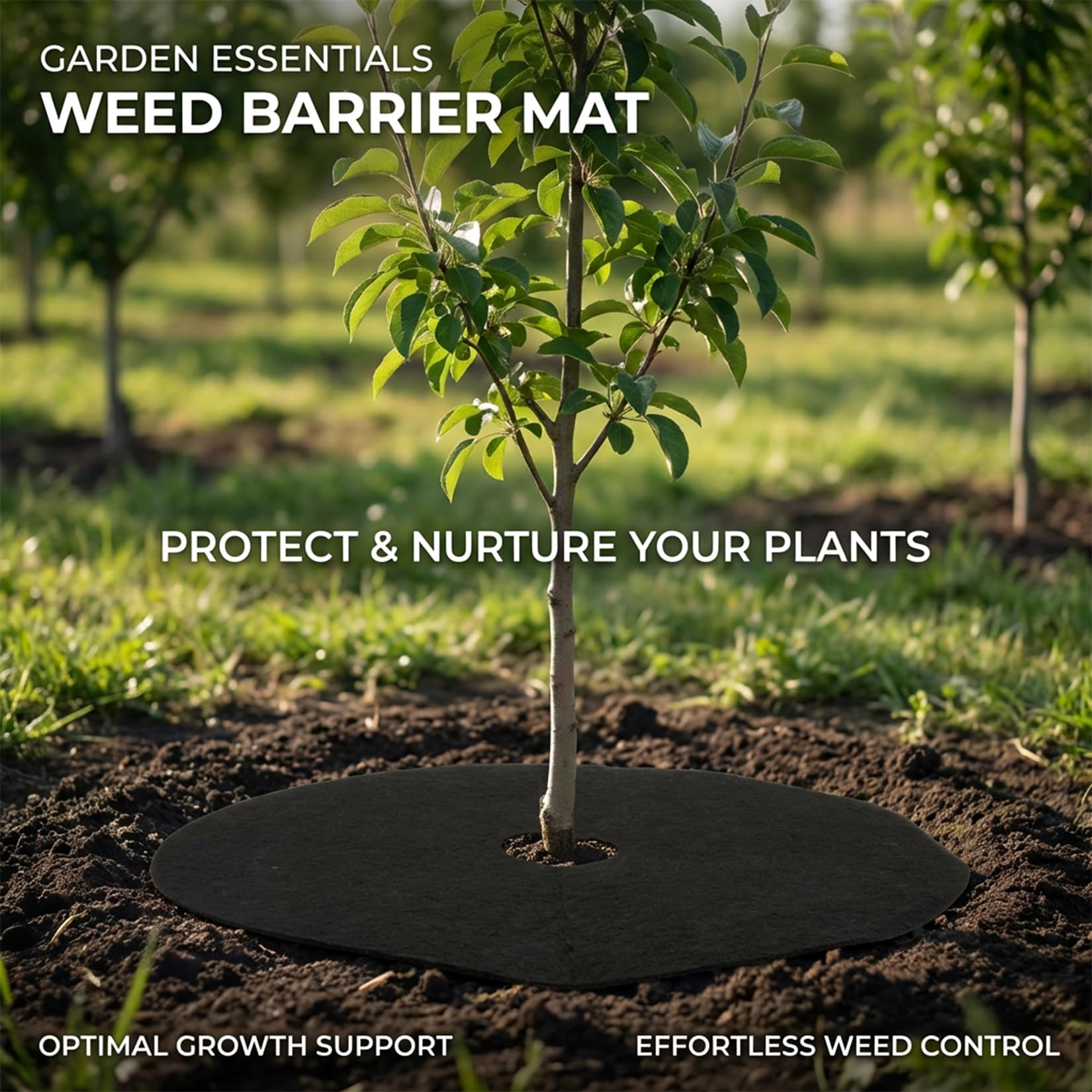 MAQIHAN weed barrier around tree base reduces unwanted growth in landscapes.