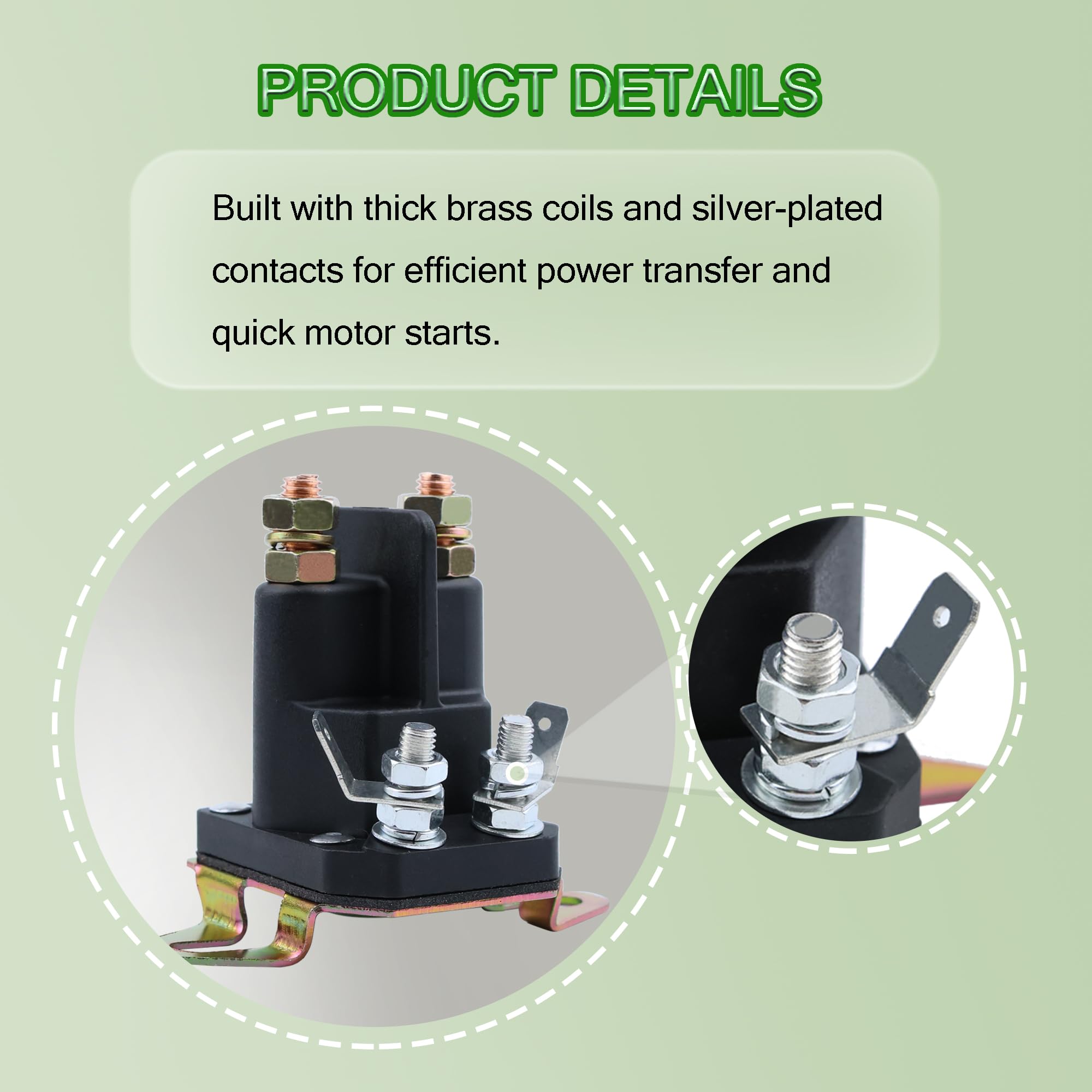MAQIMA starter solenoid ABS housing close-up highlighting durability for outdoor mower use in tough conditions
