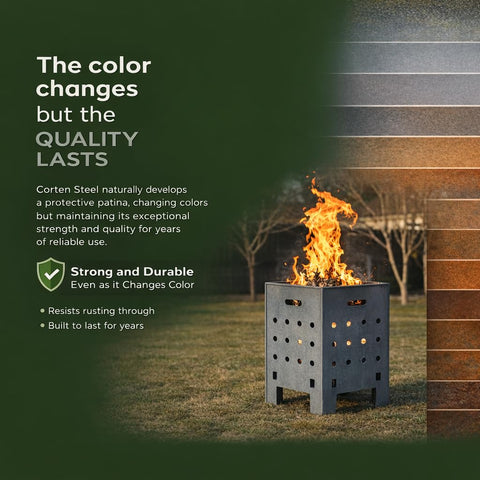 Marabuut Burn Barrel assembles in minutes with protective gloves.