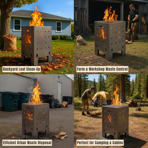 Marabuut 30-inch burn barrel handles yard waste efficiently.