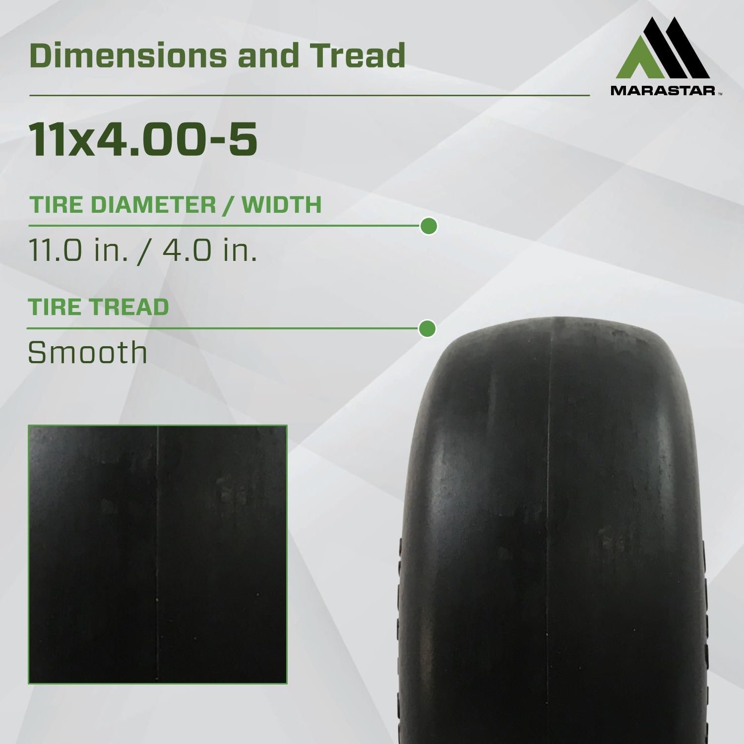 MARASTAR 00232-2PK flat-free tire wheel closeup showing oil-infused bushings for durability