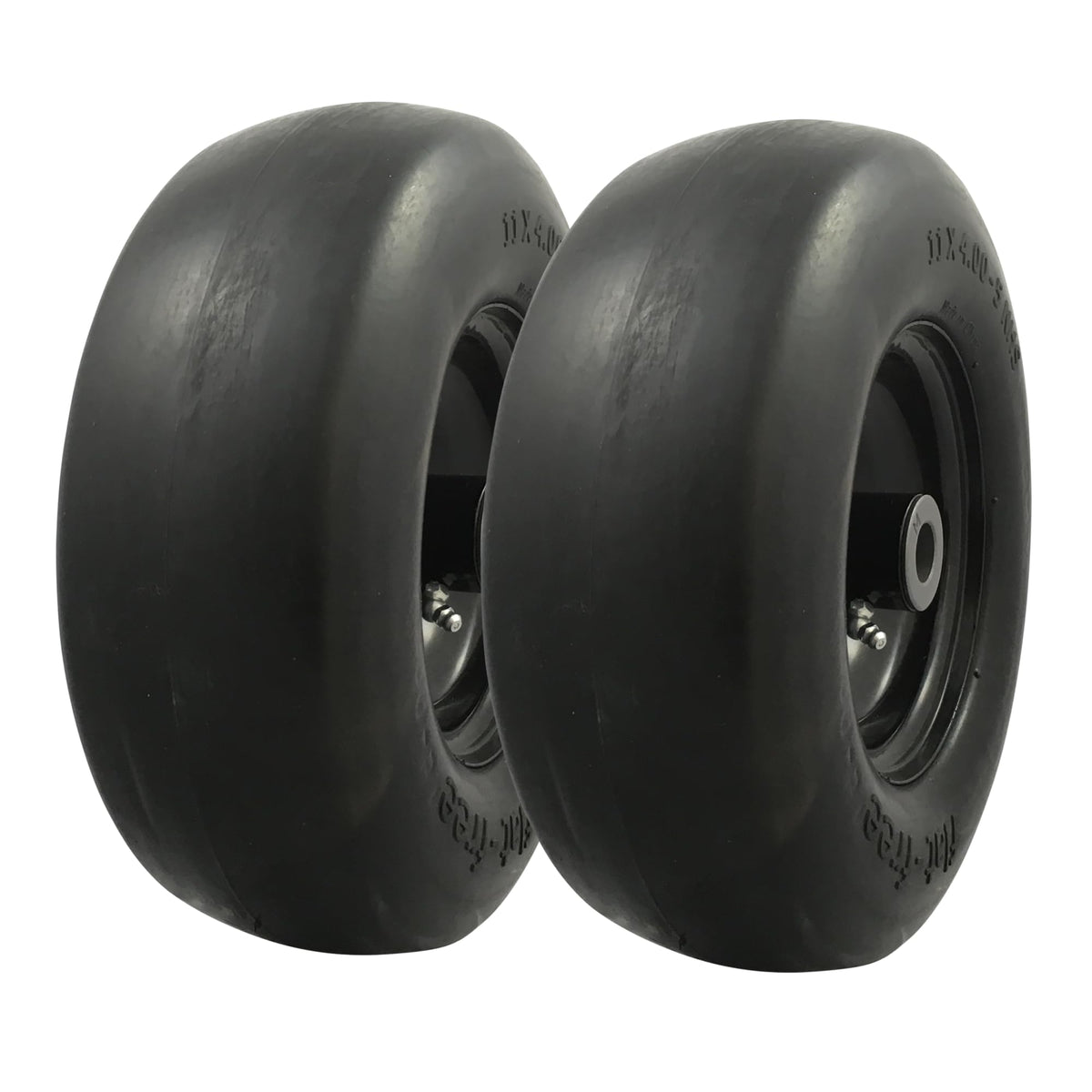 MARASTAR 00232-2PK flat-free tire wheel front view for zero-turn mowers, maintenance-free operation