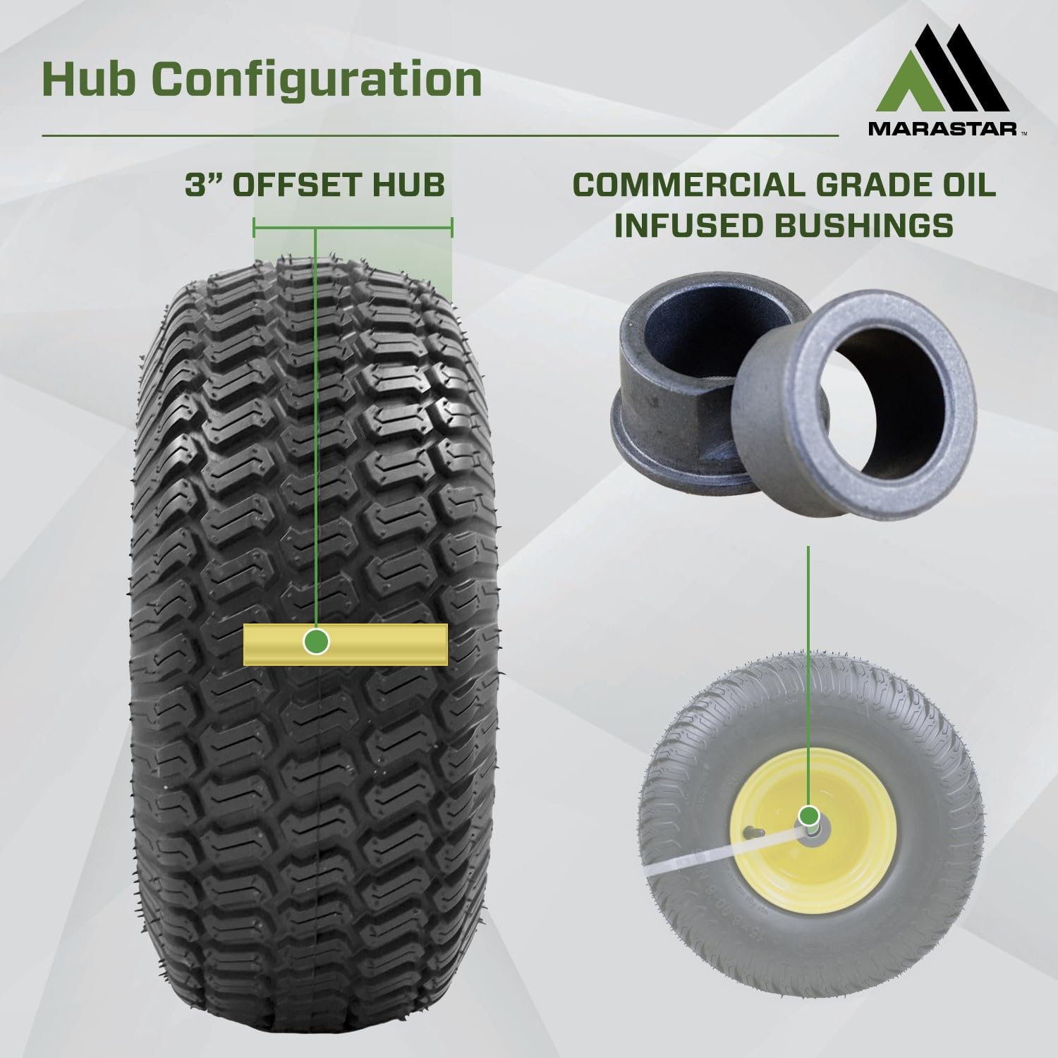 MARASTAR 21426 3-inch offset hub aligns with 100/300 series mowers