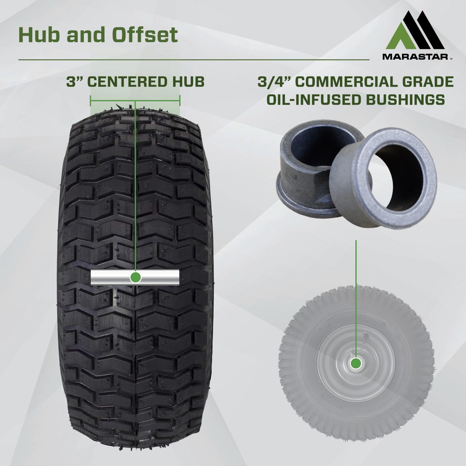 MARASTAR 15x6-00-6 tire illustrates tube-type pneumatic design.
