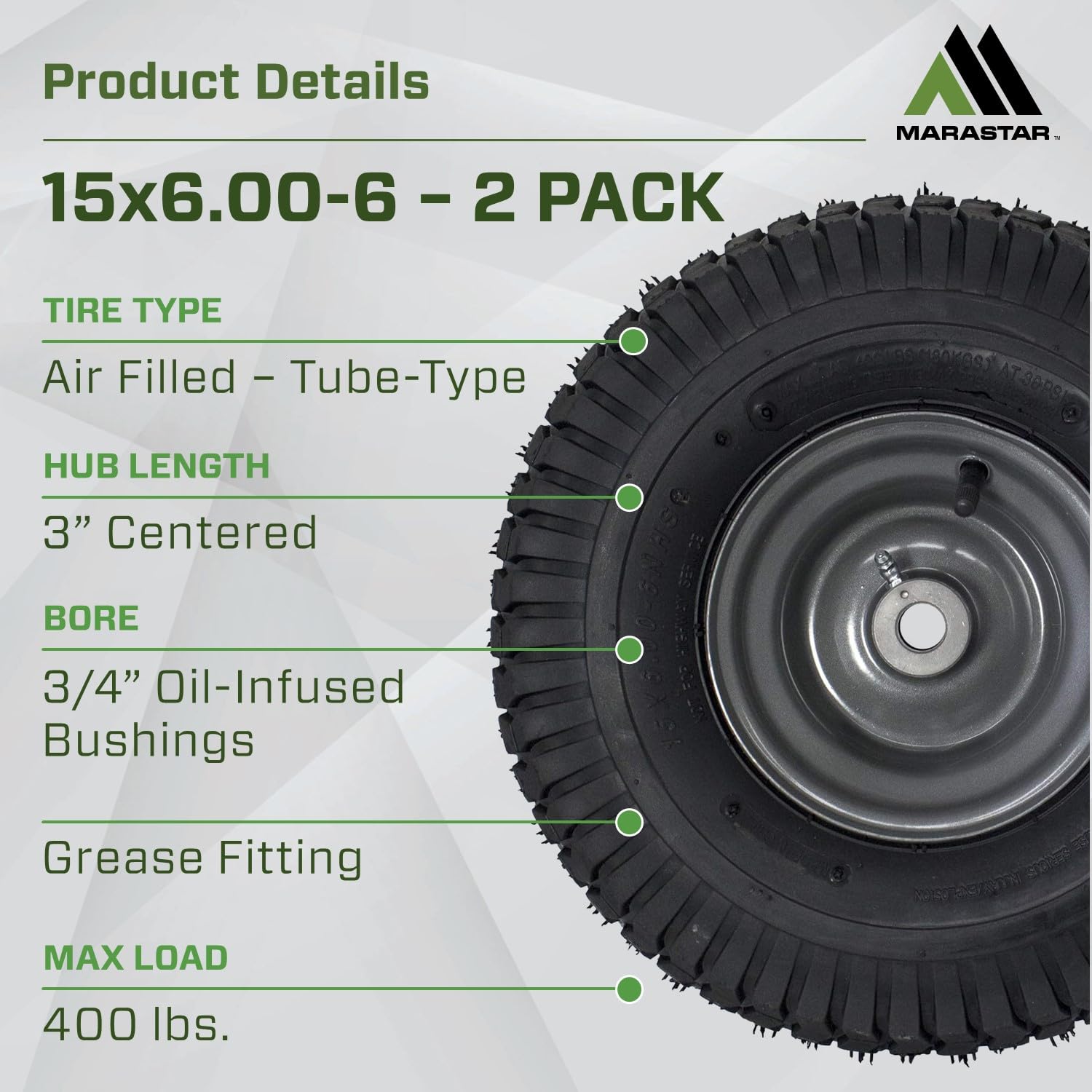 MARASTAR turf-saver tread tire enhances lawn protection during mowing.