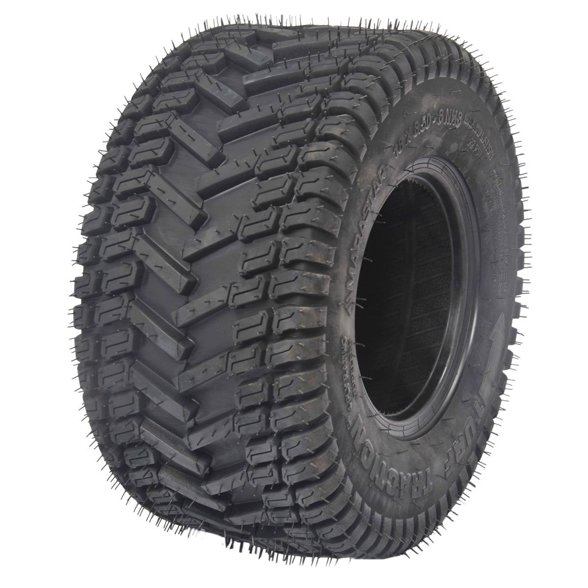 Marastar Turf Traction 18x8.50-8 side view for stable rear mower tires.