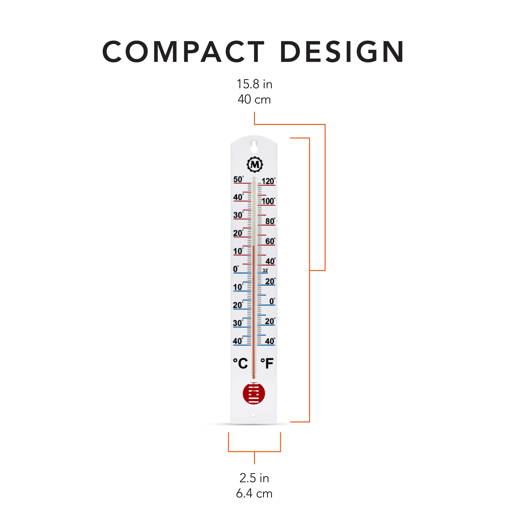 Large 16-inch numbers provide fast temperature checks from a distance